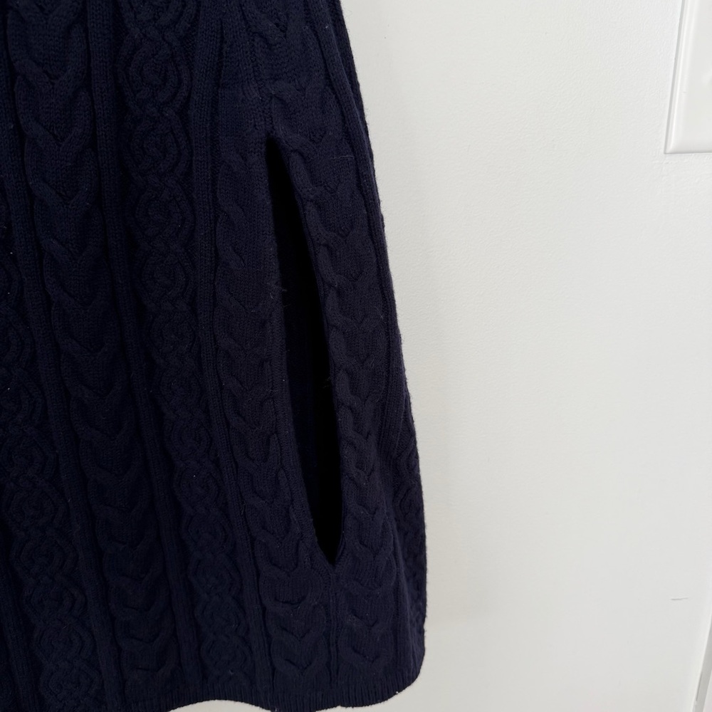 Talbots Blue Cable Knit Poncho‎ Cape Shawl Sleeve Sweater Cotton Small - Picture 4 of 9